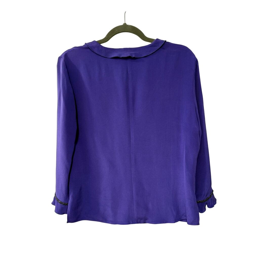 Silk 2 Pc Set Purple Beaded Ruffle Jacket VNTG A-Line Maxi Slip Dress Jones NY 8 - Picture 5 of 11